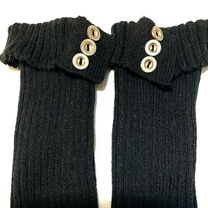 Black Leg Warmers with Faux Buttons